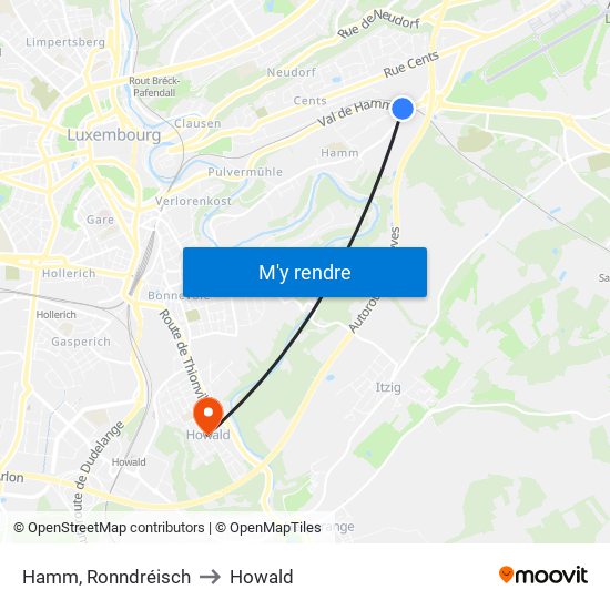 Hamm, Ronndréisch to Howald map