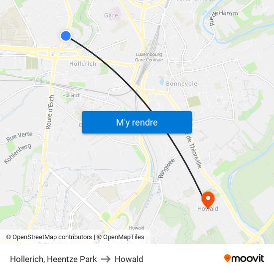 Hollerich, Heentze Park to Howald map