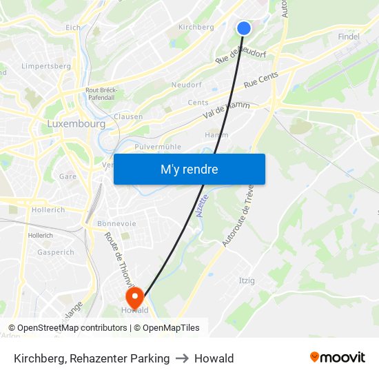 Kirchberg, Rehazenter Parking to Howald map