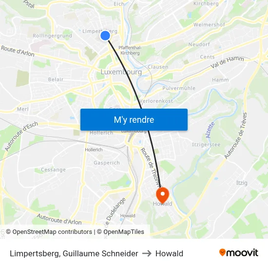 Limpertsberg, Guillaume Schneider to Howald map