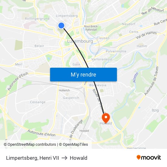 Limpertsberg, Henri VII to Howald map