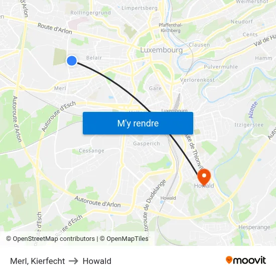 Merl, Kierfecht to Howald map