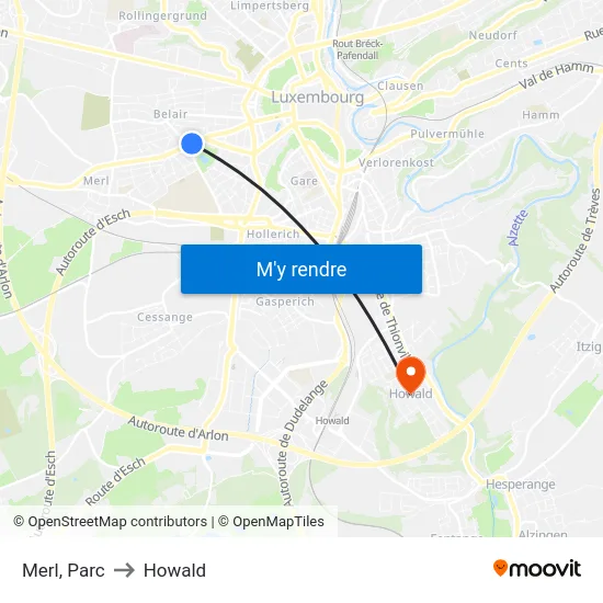 Merl, Parc to Howald map