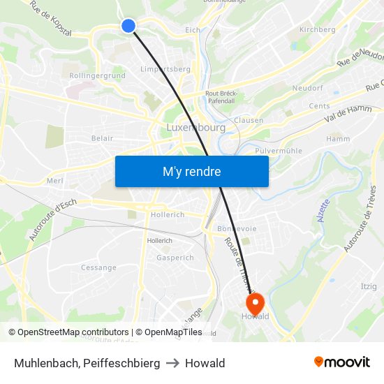 Muhlenbach, Peiffeschbierg to Howald map