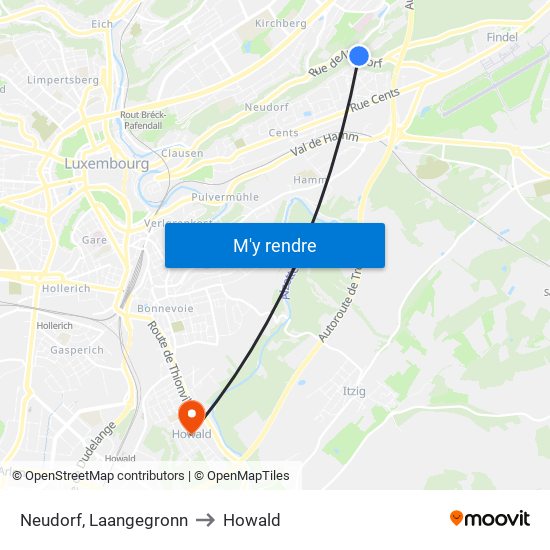 Neudorf, Laangegronn to Howald map