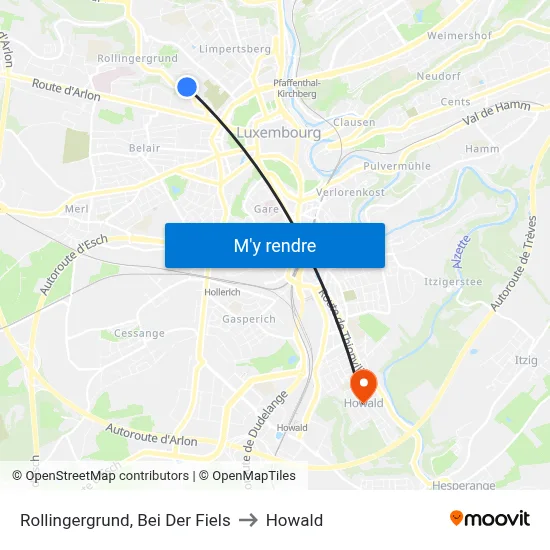 Rollingergrund, Bei Der Fiels to Howald map