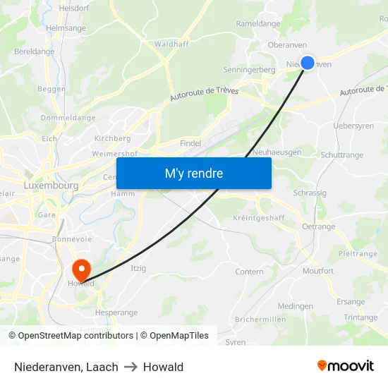 Niederanven, Laach to Howald map