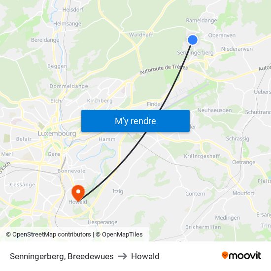 Senningerberg, Breedewues to Howald map