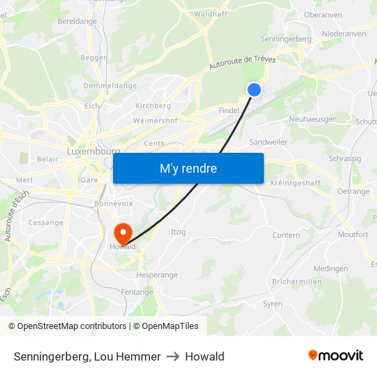 Senningerberg, Lou Hemmer to Howald map