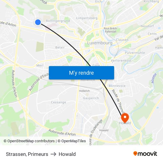 Strassen, Primeurs to Howald map