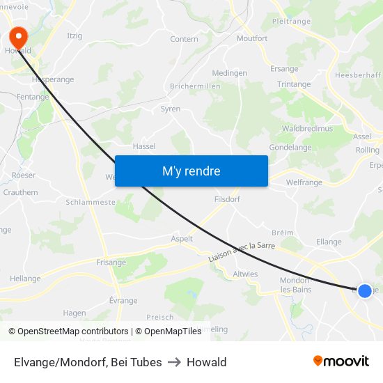 Elvange/Mondorf, Bei Tubes to Howald map