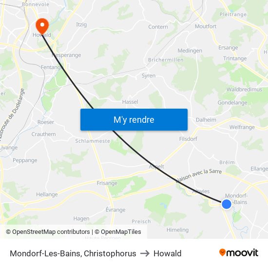 Mondorf-Les-Bains, Christophorus to Howald map