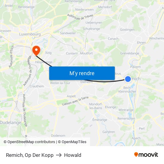 Remich, Op Der Kopp to Howald map