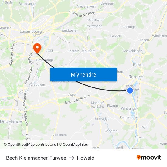 Bech-Kleinmacher, Furwee to Howald map