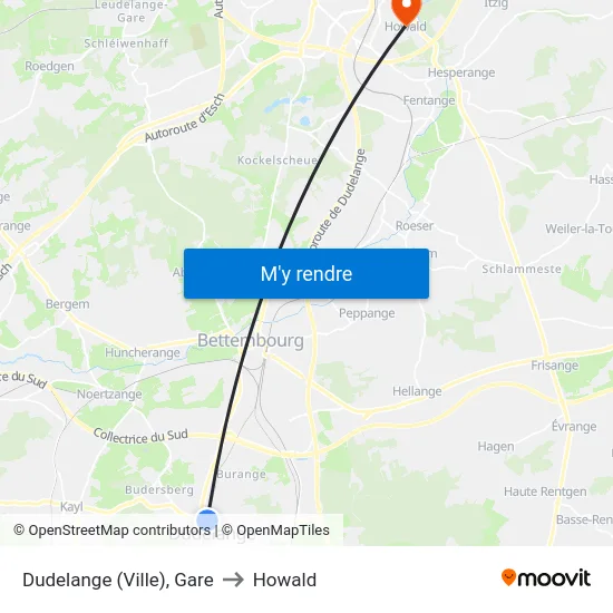 Dudelange (Ville), Gare to Howald map