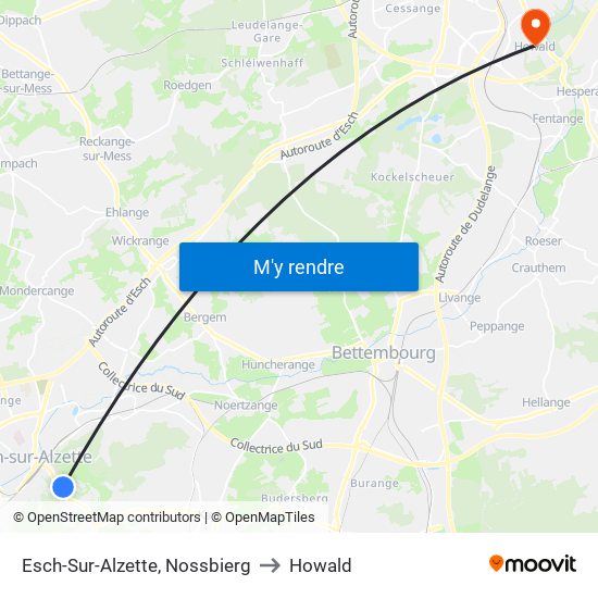 Esch-Sur-Alzette, Nossbierg to Howald map