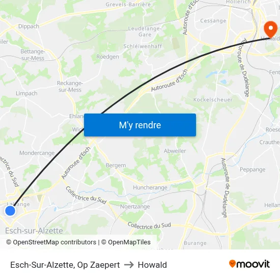 Esch-Sur-Alzette, Op Zaepert to Howald map