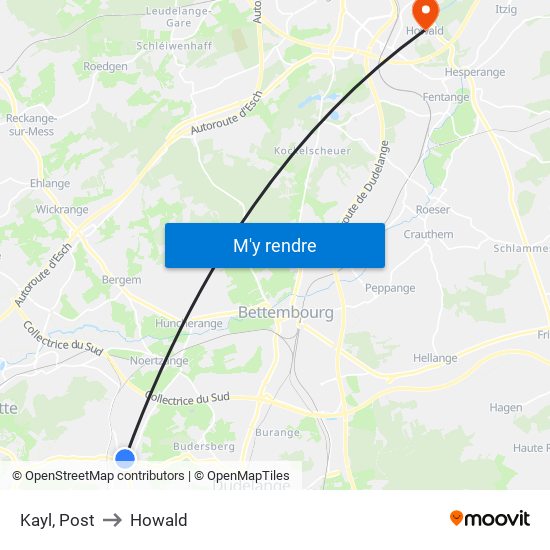 Kayl, Post to Howald map