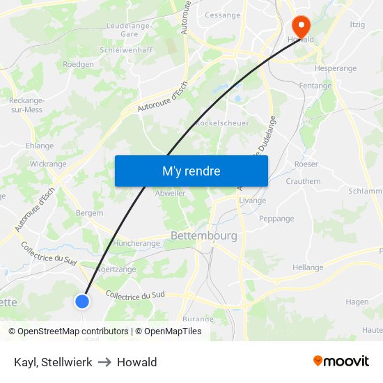 Kayl, Stellwierk to Howald map