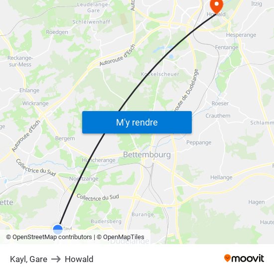 Kayl, Gare to Howald map