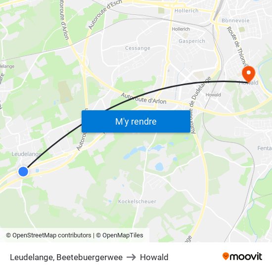 Leudelange, Beetebuergerwee to Howald map