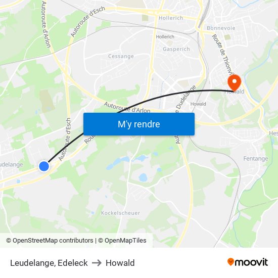 Leudelange, Edeleck to Howald map