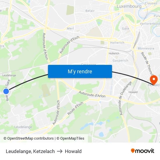 Leudelange, Ketzelach to Howald map