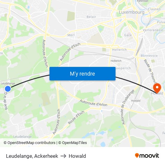 Leudelange, Ackerheek to Howald map