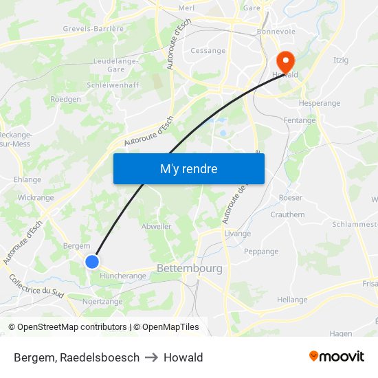 Bergem, Raedelsboesch to Howald map