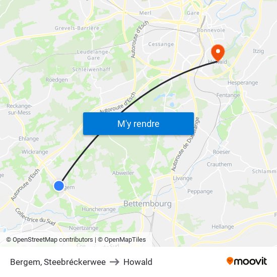 Bergem, Steebréckerwee to Howald map