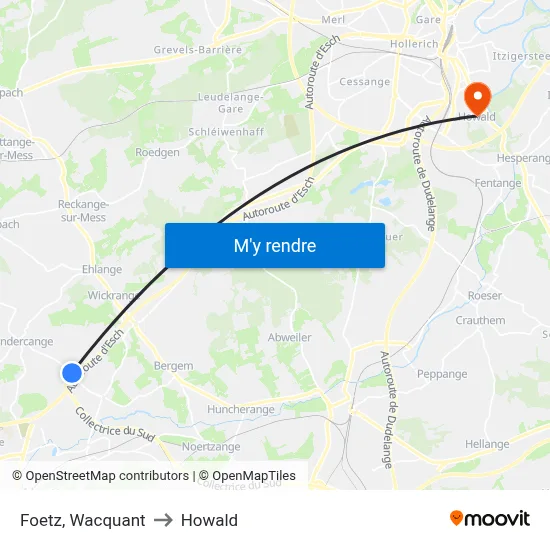 Foetz, Wacquant to Howald map