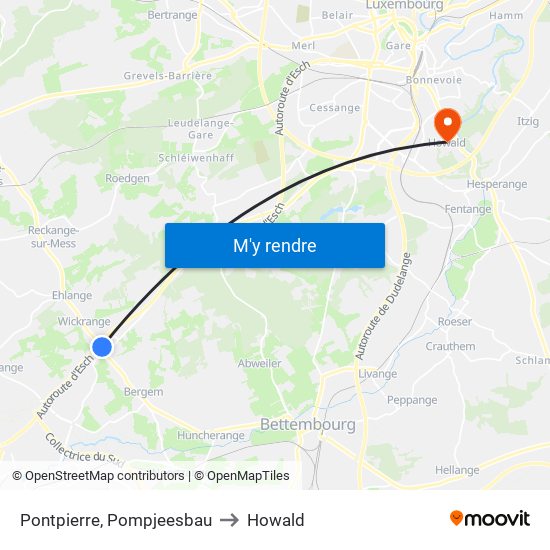 Pontpierre, Pompjeesbau to Howald map