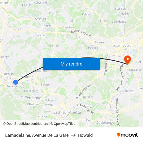 Lamadelaine, Avenue De La Gare to Howald map