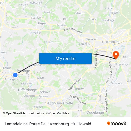 Lamadelaine, Route De Luxembourg to Howald map