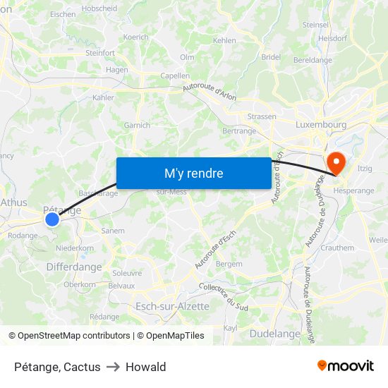 Pétange, Cactus to Howald map