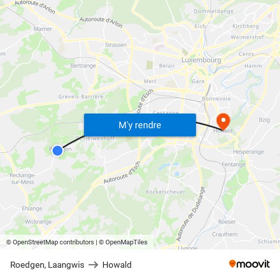 Roedgen, Laangwis to Howald map