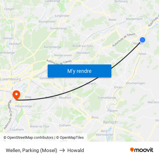 Wellen, Parking (Mosel) to Howald map