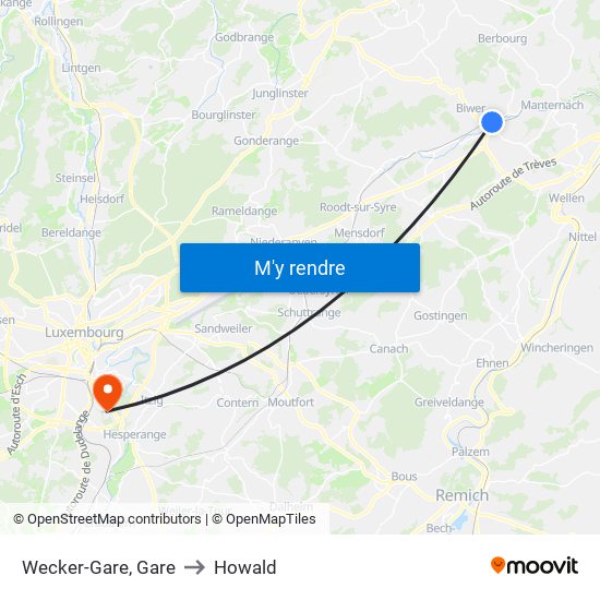 Wecker-Gare, Gare to Howald map