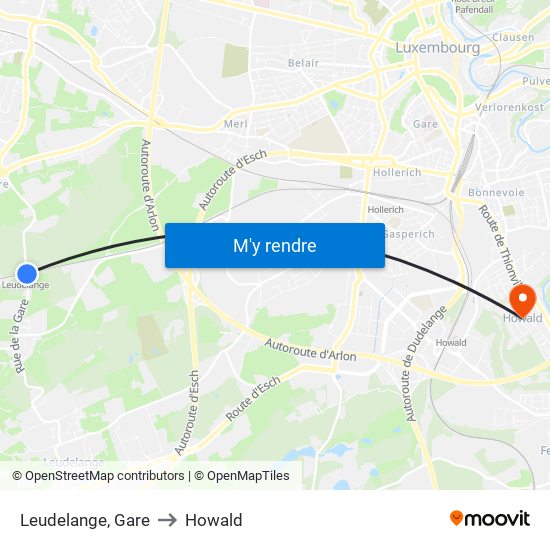 Leudelange, Gare to Howald map