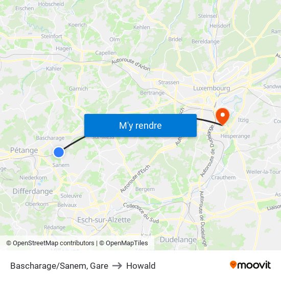 Bascharage/Sanem, Gare to Howald map