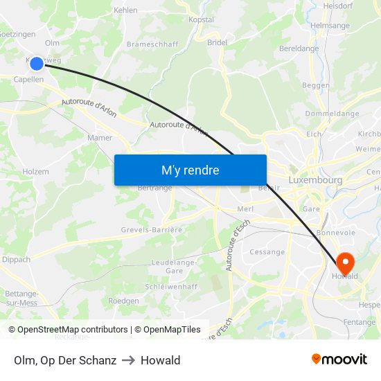 Olm, Op Der Schanz to Howald map