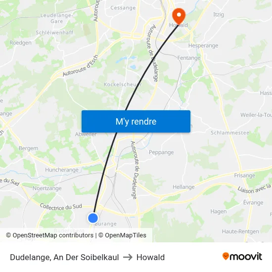 Dudelange, An Der Soibelkaul to Howald map