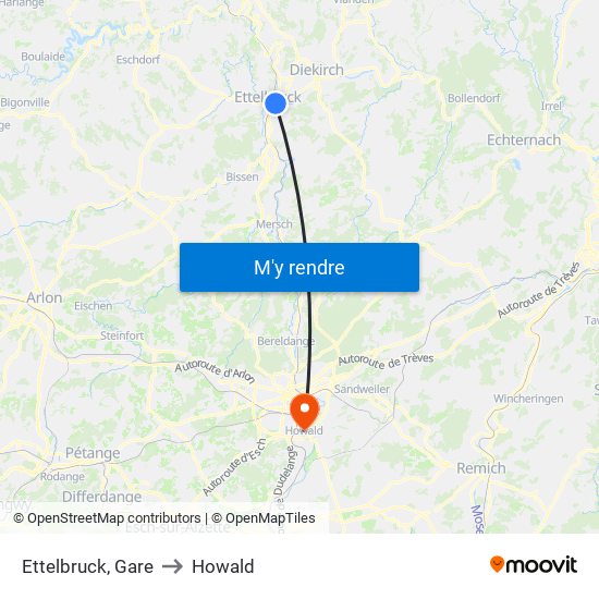 Ettelbruck, Gare to Howald map