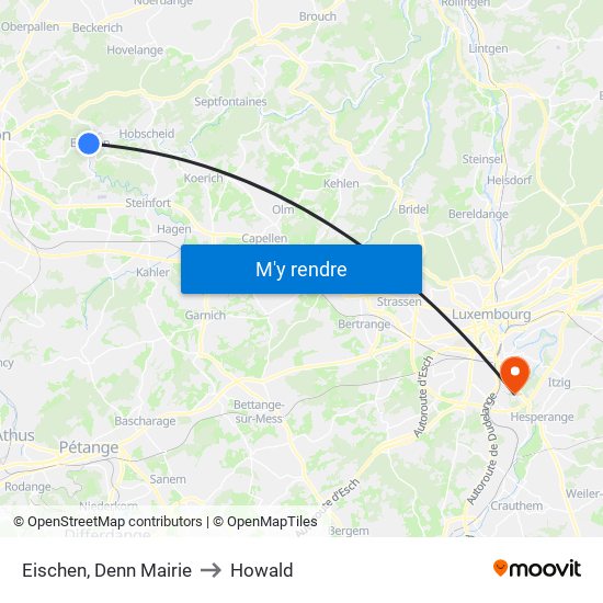 Eischen, Denn Mairie to Howald map
