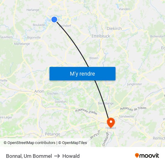Bonnal, Um Bommel to Howald map