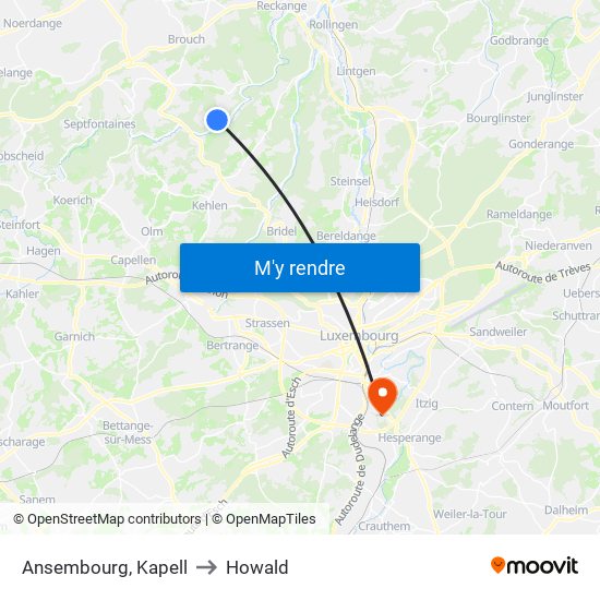 Ansembourg, Kapell to Howald map