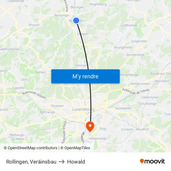 Rollingen, Veräinsbau to Howald map