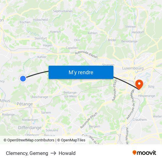 Clemency, Gemeng to Howald map