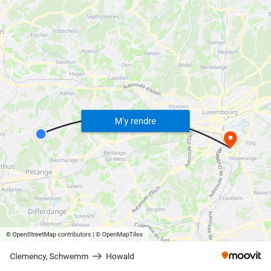 Clemency, Schwemm to Howald map