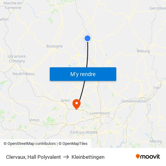 Clervaux, Hall Polyvalent to Kleinbettingen map